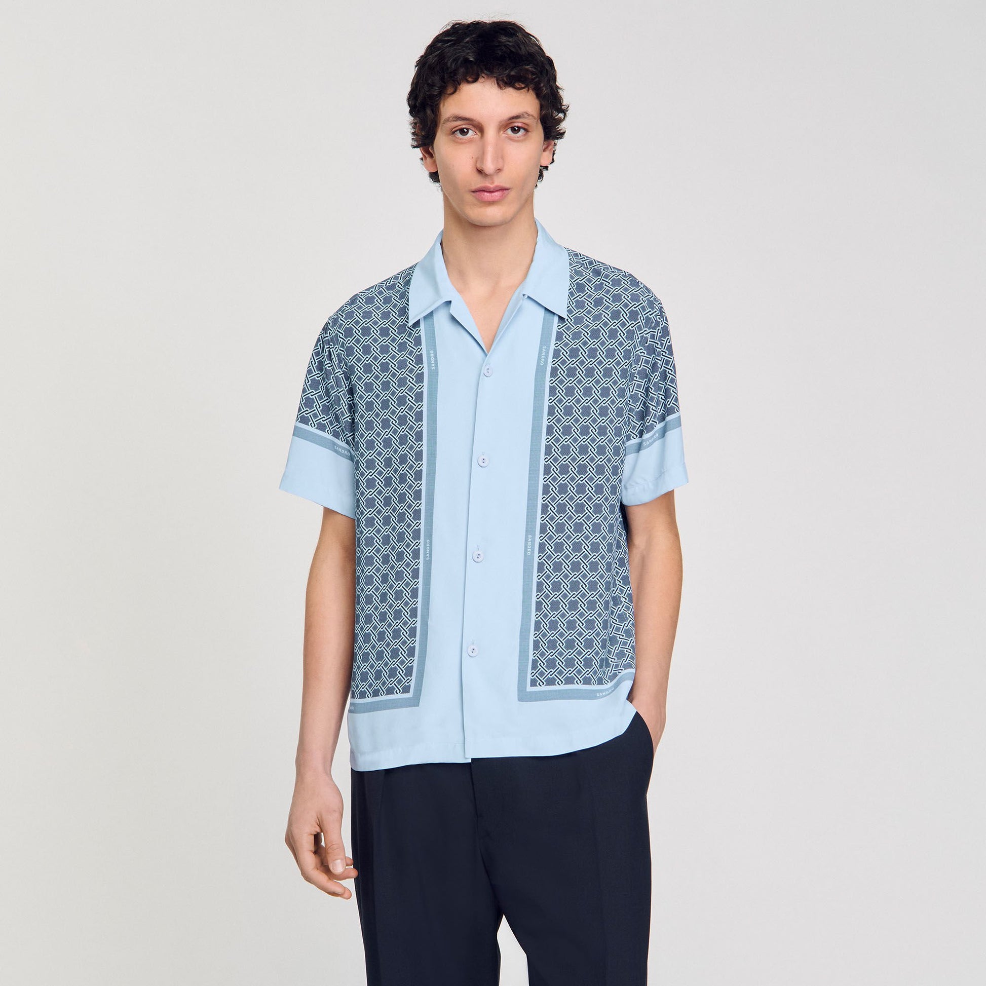 Sandro Short-sleeved patterned shirt Chambray