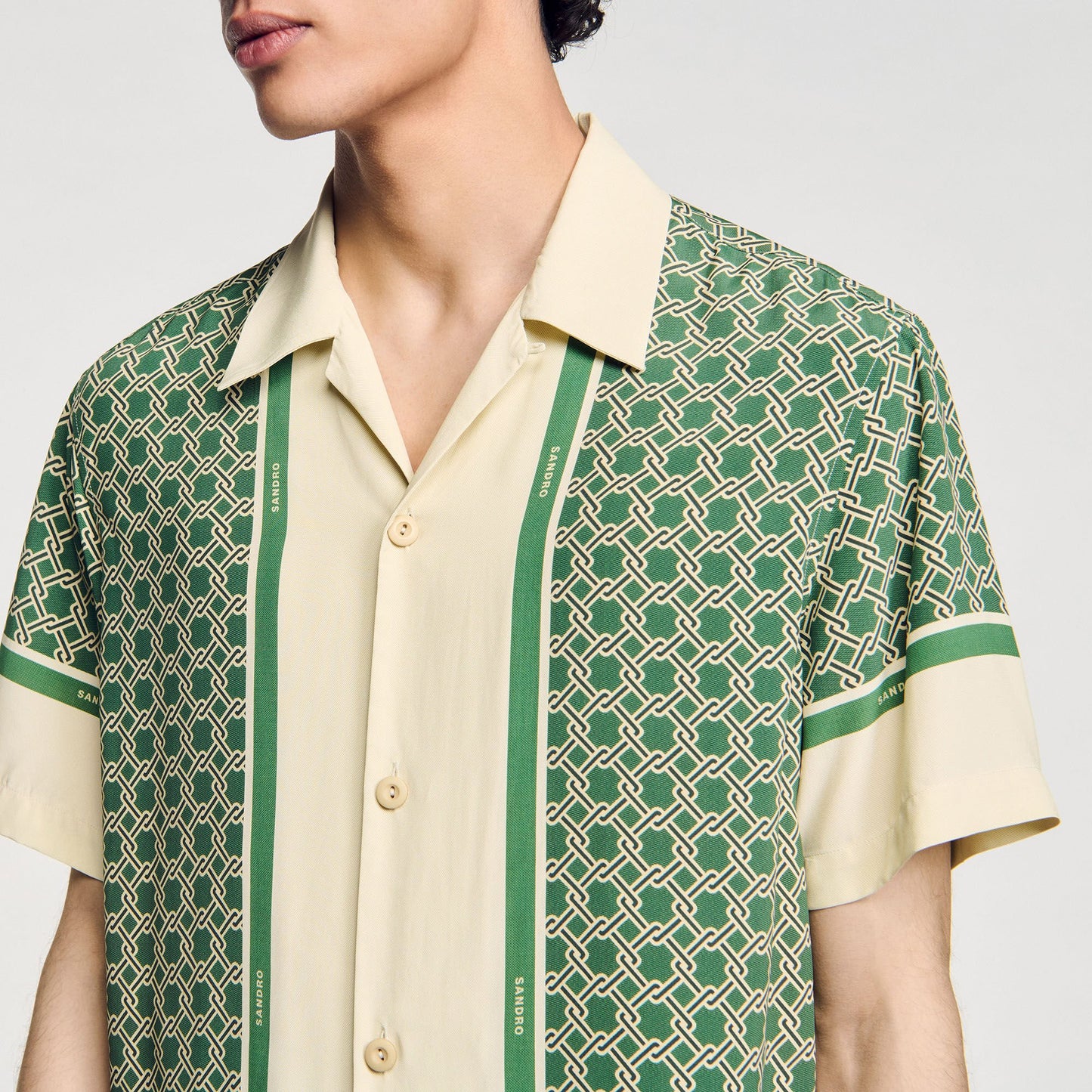 Sandro Short-sleeved patterned shirt Super Green