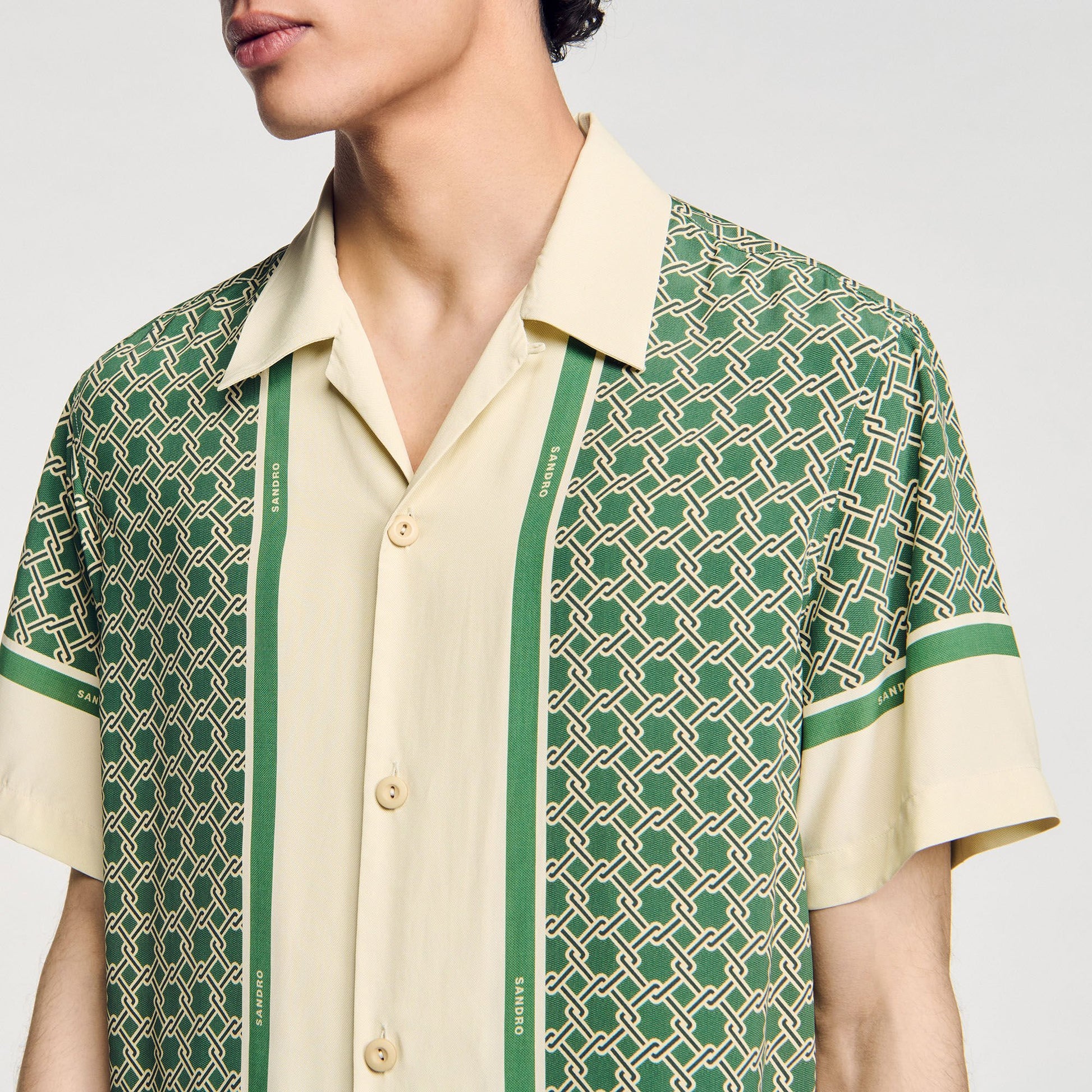 Sandro Short-sleeved patterned shirt Super Green