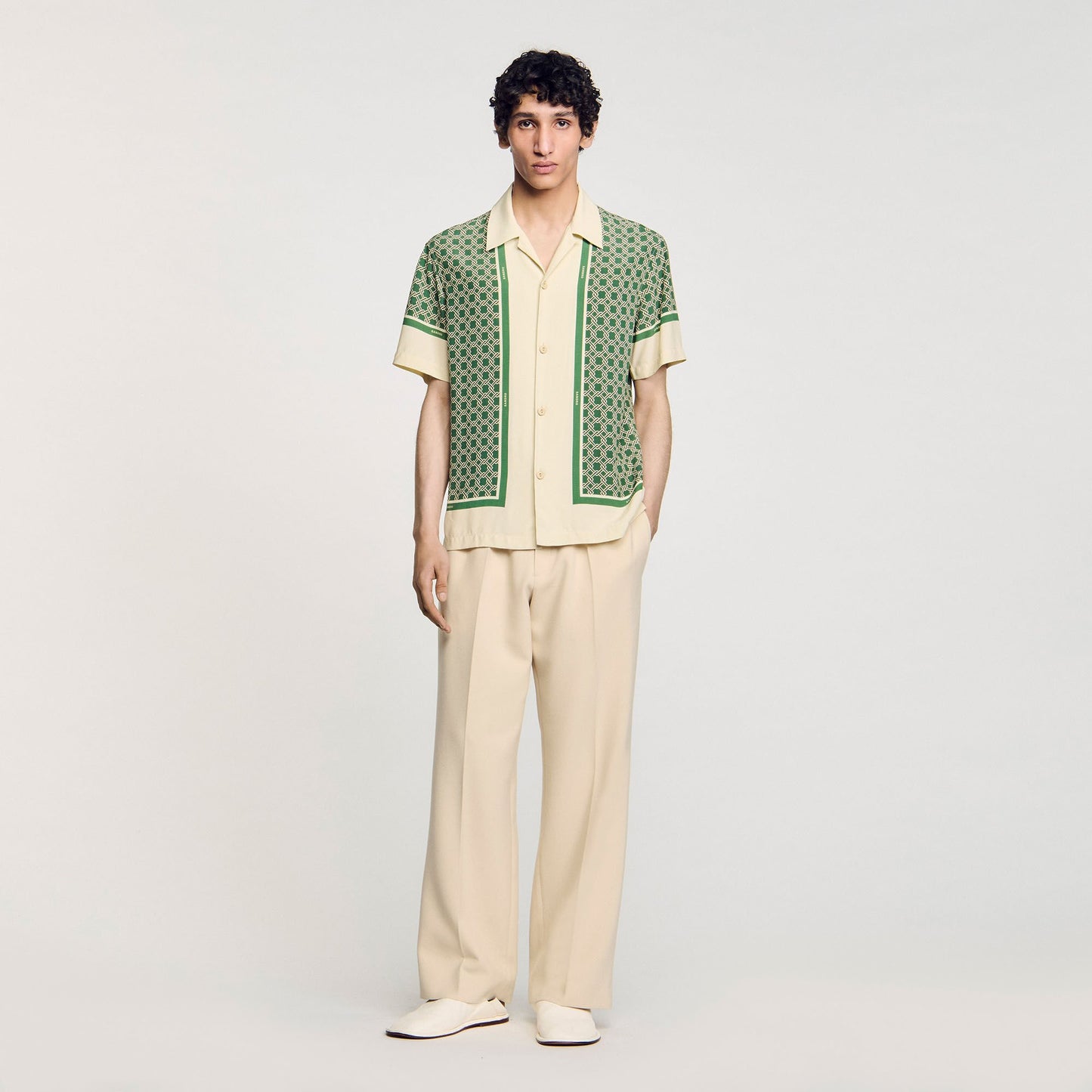 Sandro Short-sleeved patterned shirt Super Green
