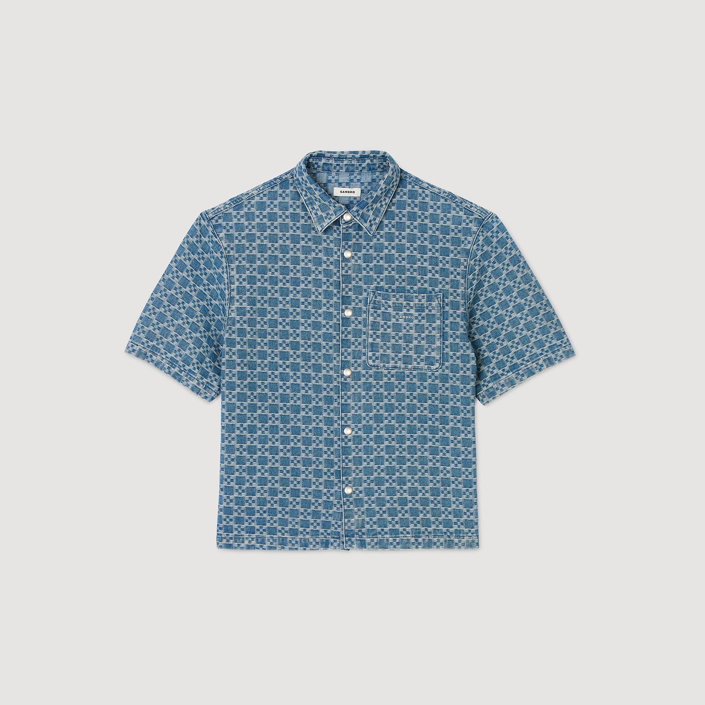 Sandro Square cross denim shirt Sky Blue