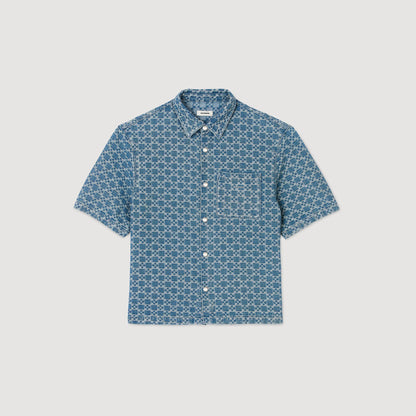Sandro Square cross denim shirt Sky Blue