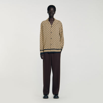 Sandro Printed loose-fit shirt Beige