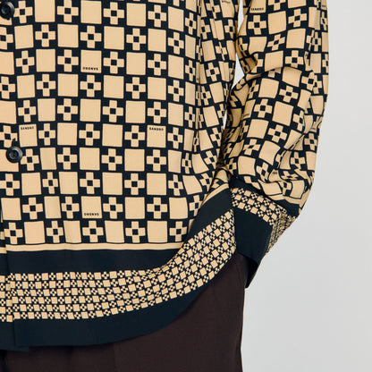 Sandro Printed loose-fit shirt Beige