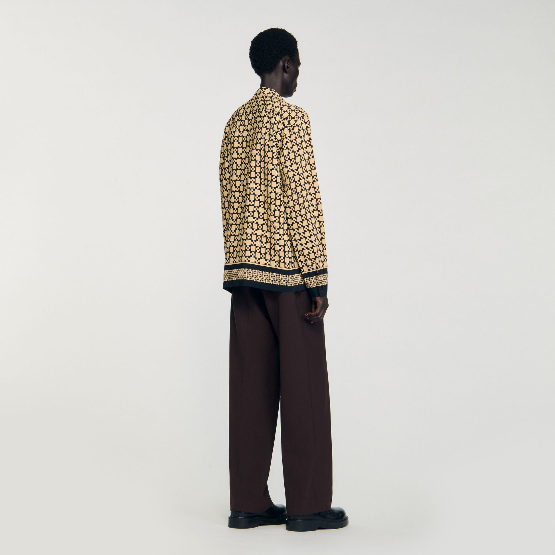 Sandro Printed loose-fit shirt Beige