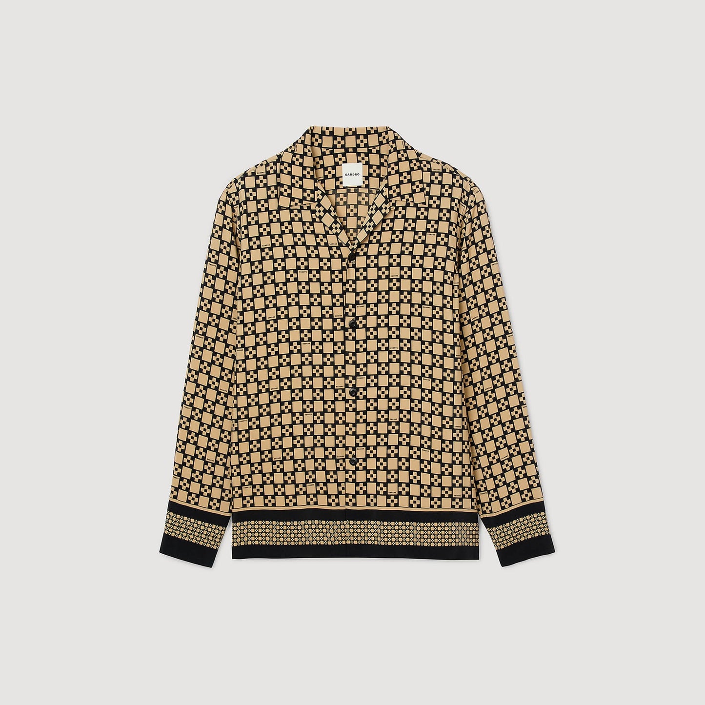 Sandro Printed loose-fit shirt Beige