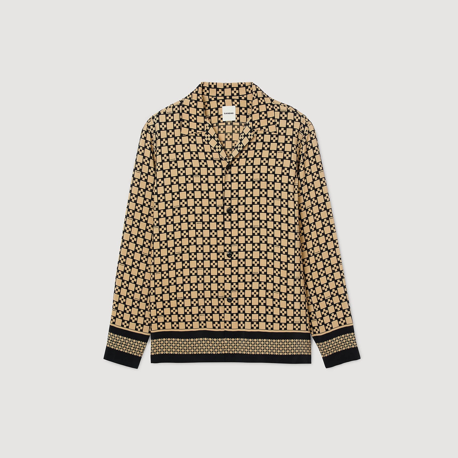 Sandro Printed loose-fit shirt Beige