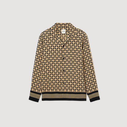 Sandro Printed loose-fit shirt Beige