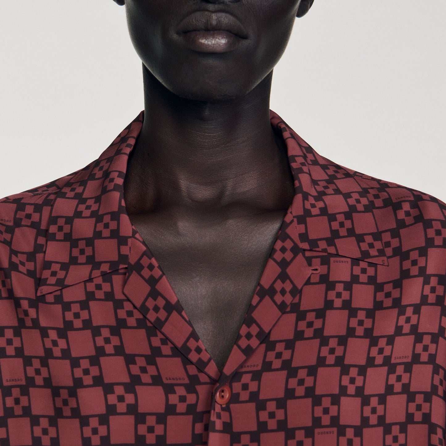 Sandro Printed loose-fit shirt Cognac
