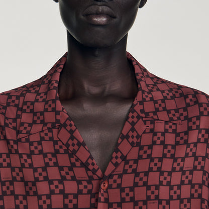 Sandro Printed loose-fit shirt Cognac