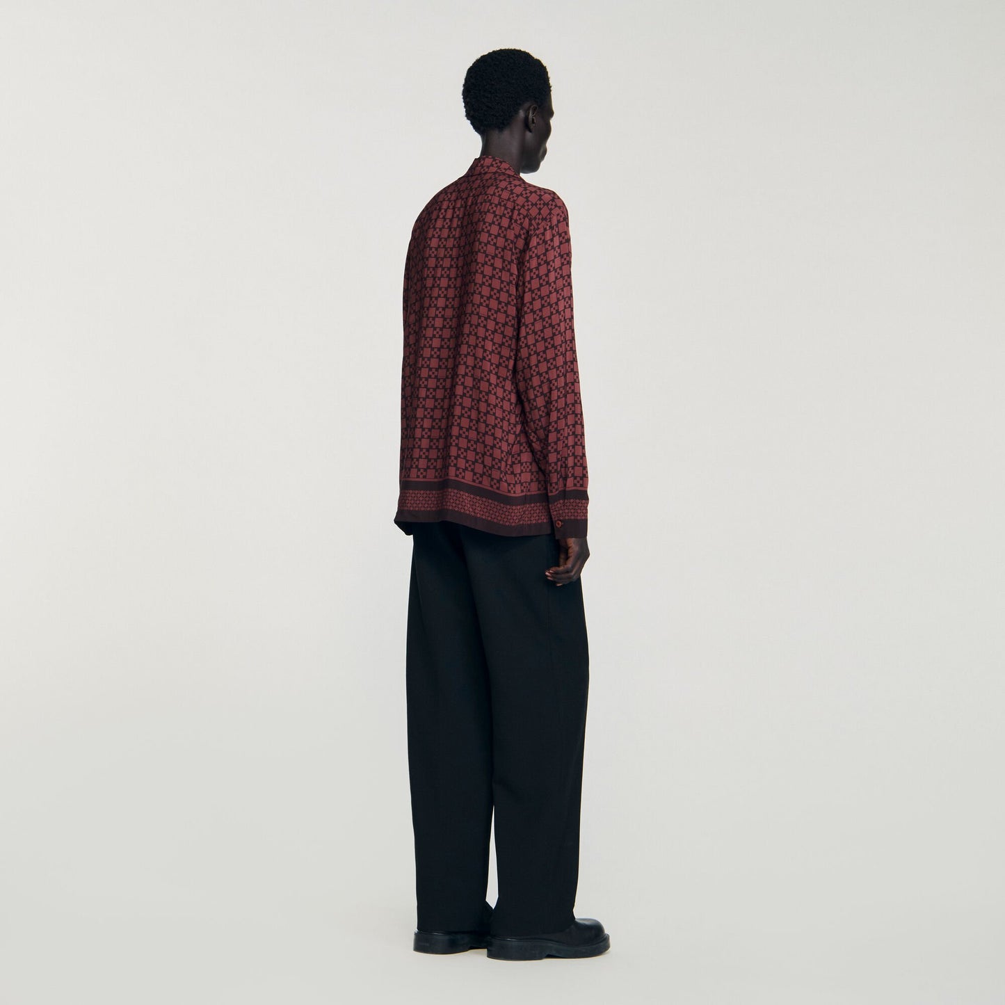Sandro Printed loose-fit shirt Cognac