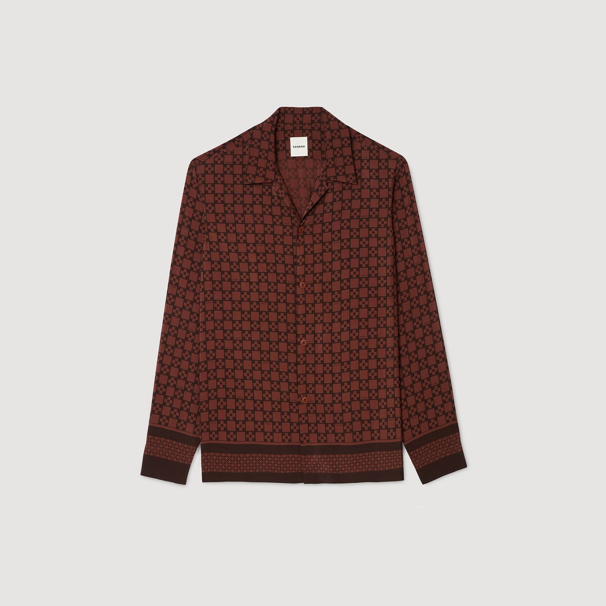 Sandro Printed loose-fit shirt Cognac