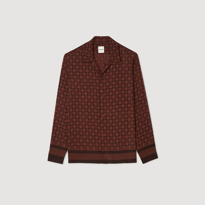 Sandro Printed loose-fit shirt Cognac