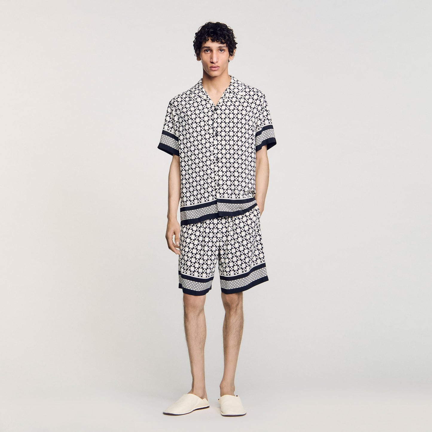 Sandro Square Cross motif flowing shirt Black