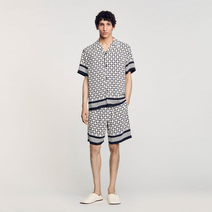 Sandro Square Cross motif flowing shirt Black