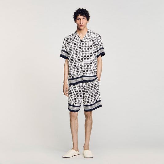 Sandro Square Cross motif flowing shirt Black