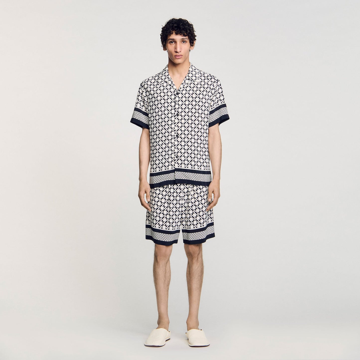 Sandro Square Cross motif flowing shirt Black