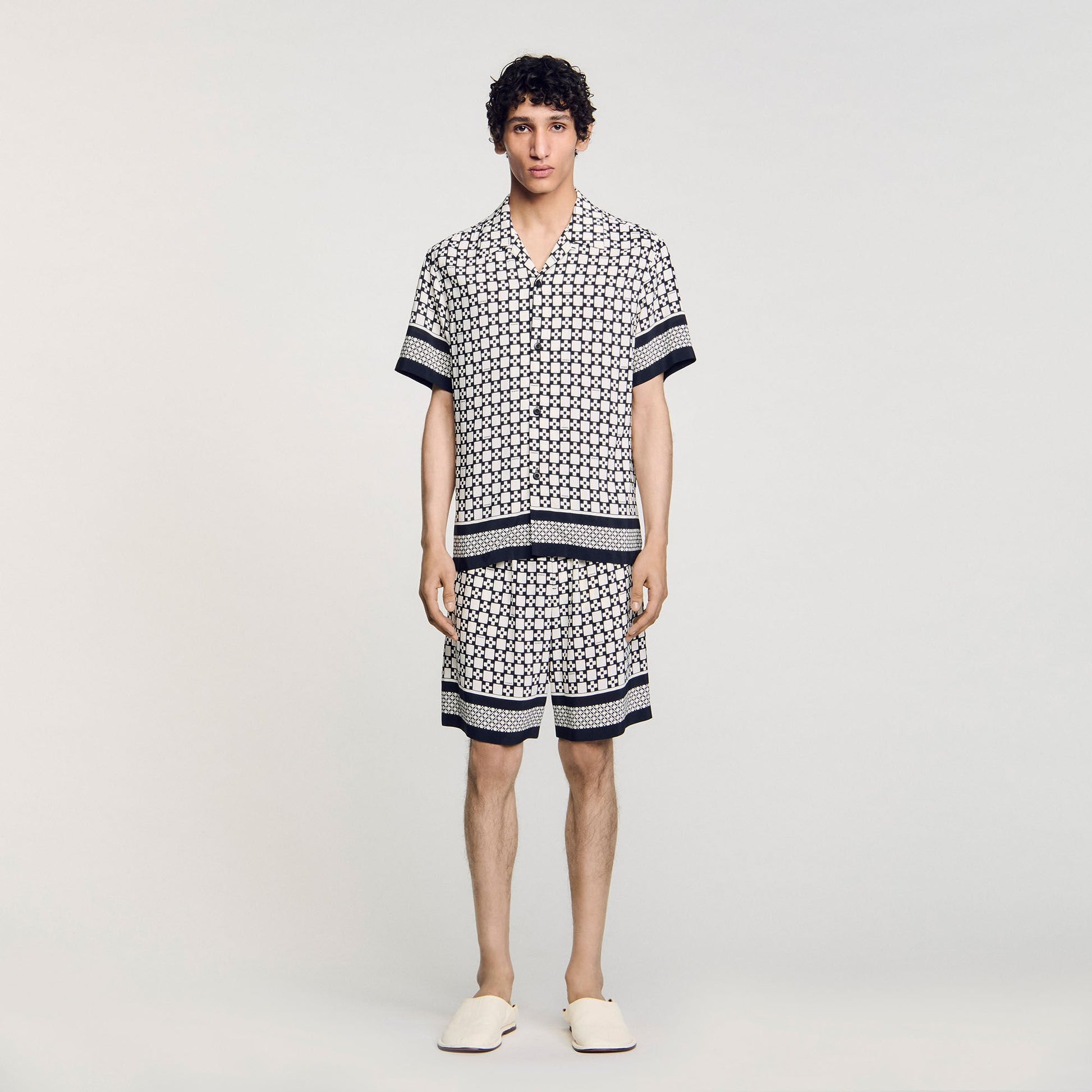Sandro Square Cross motif flowing shirt Black
