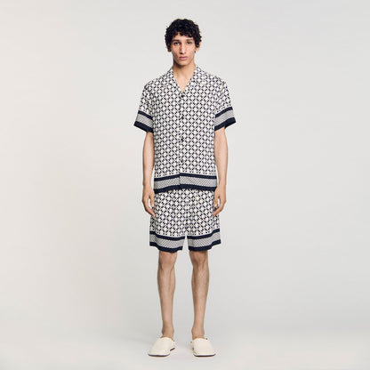 Sandro Square Cross motif flowing shirt Black