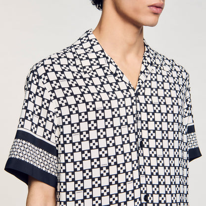 Sandro Square Cross motif flowing shirt Black
