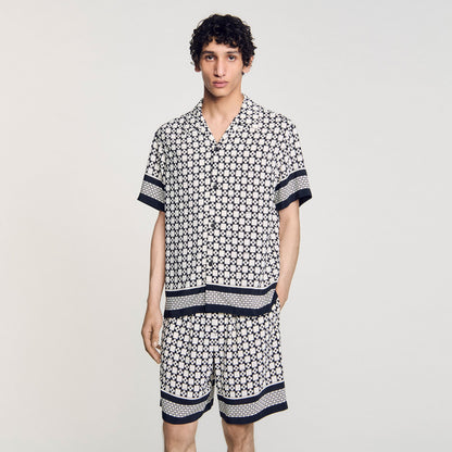 Sandro Square Cross motif flowing shirt Black
