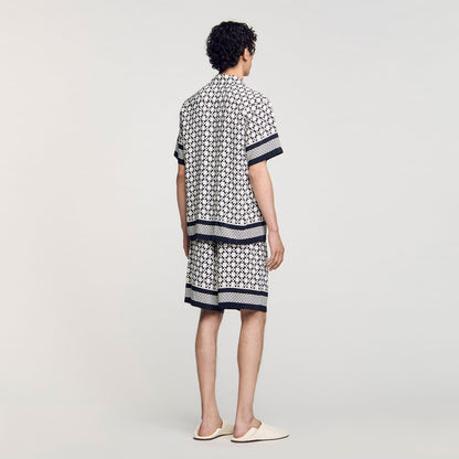 Sandro Square Cross motif flowing shirt Black