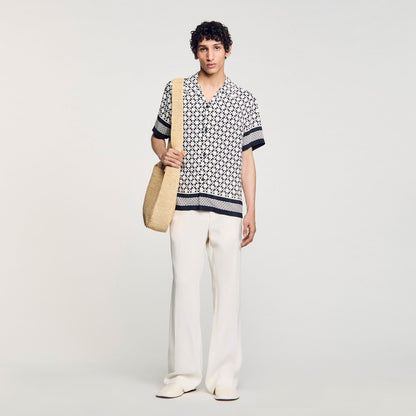 Sandro Square Cross motif flowing shirt Black