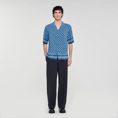 Sandro Square Cross motif flowing shirt Sky Blue