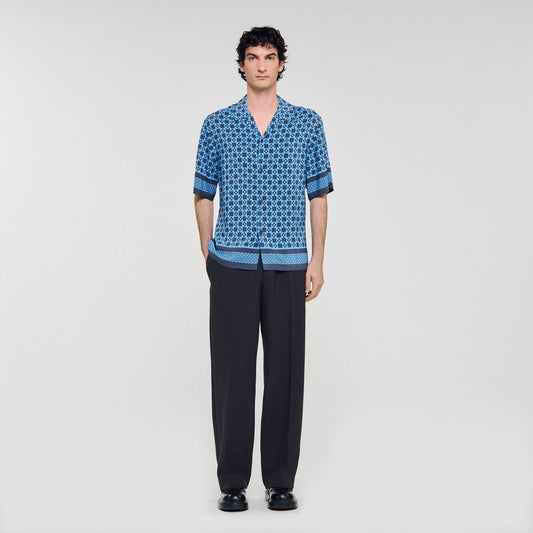 Sandro Square Cross motif flowing shirt Sky Blue