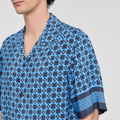 Sandro Square Cross motif flowing shirt Sky Blue