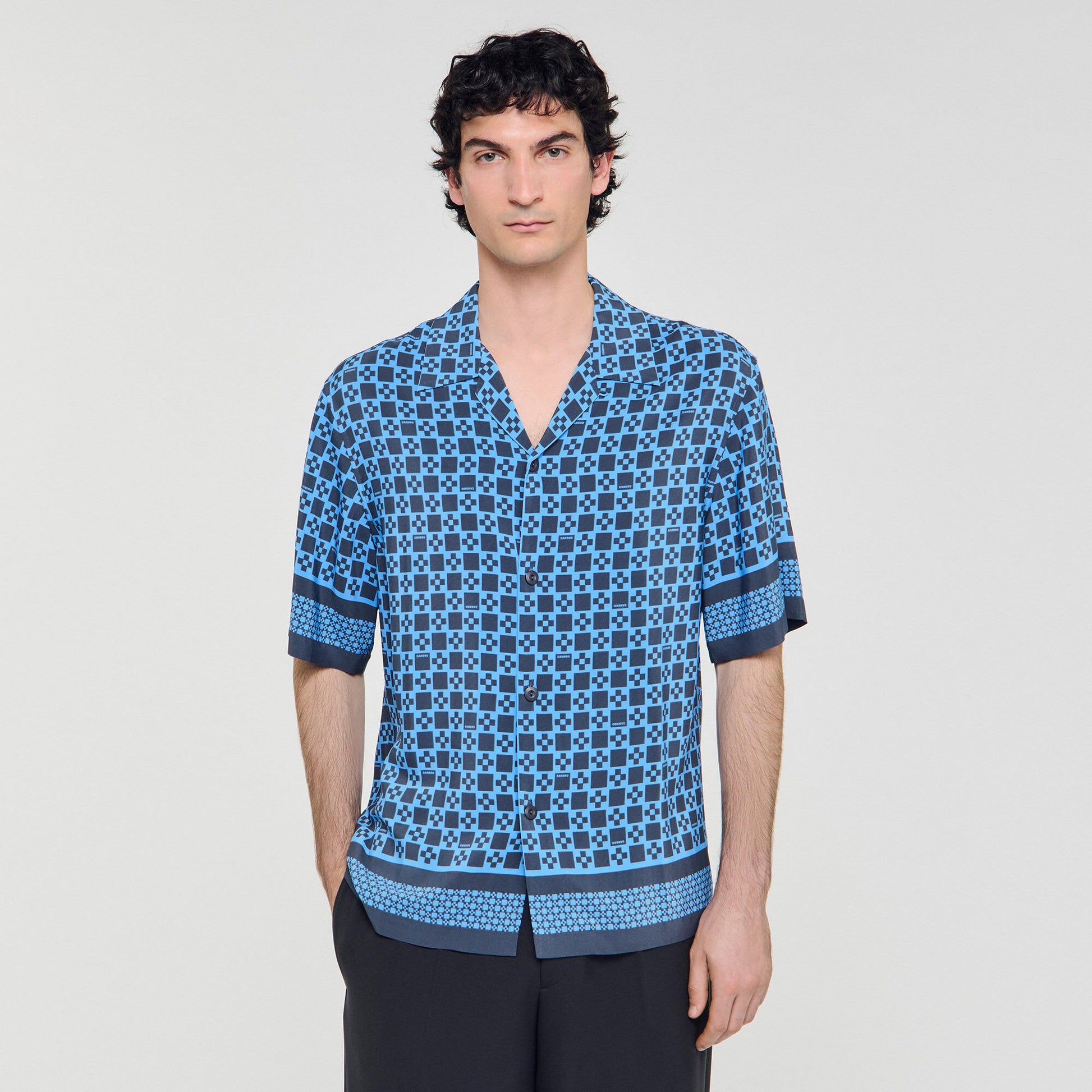 Sandro Square Cross motif flowing shirt Sky Blue