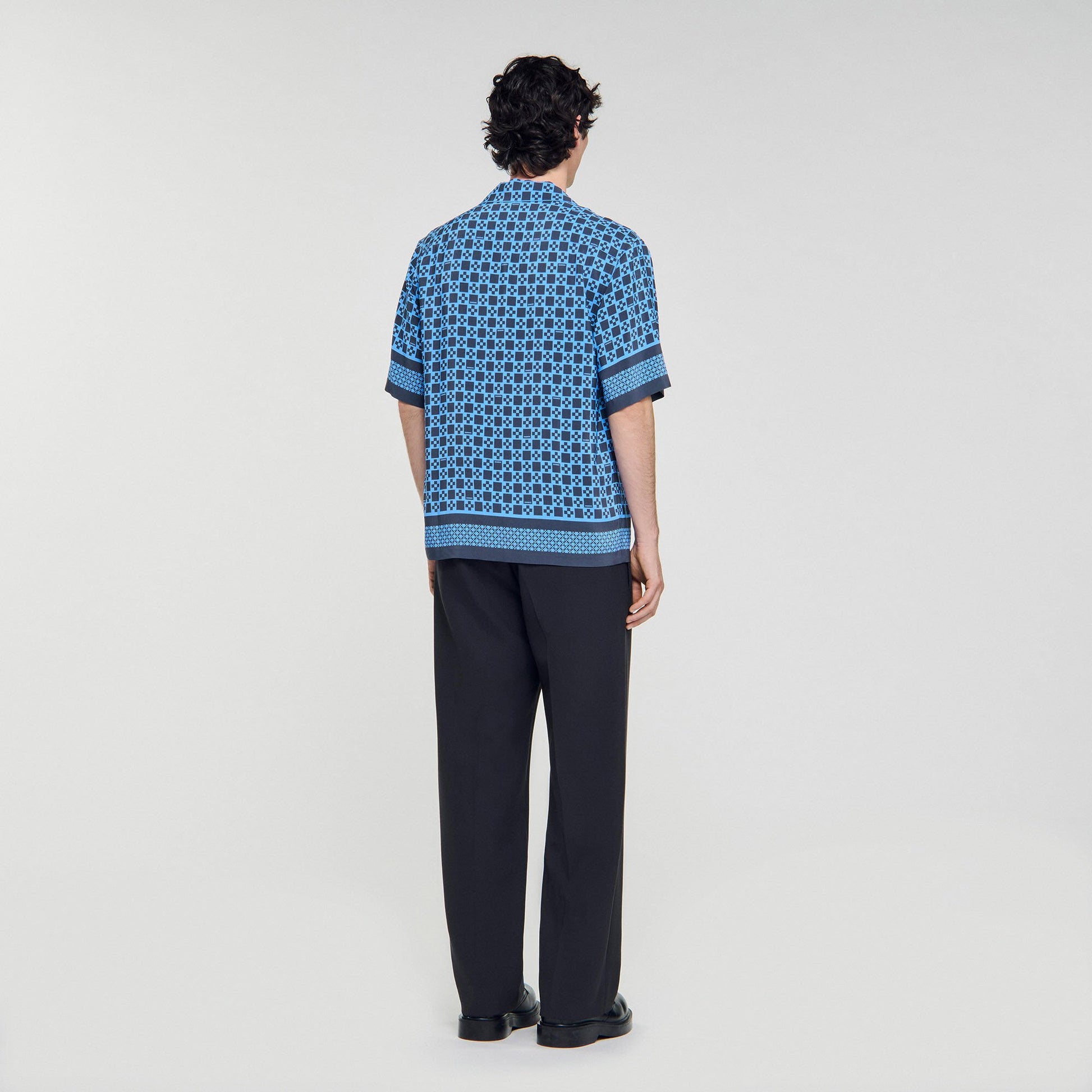 Sandro Square Cross motif flowing shirt Sky Blue