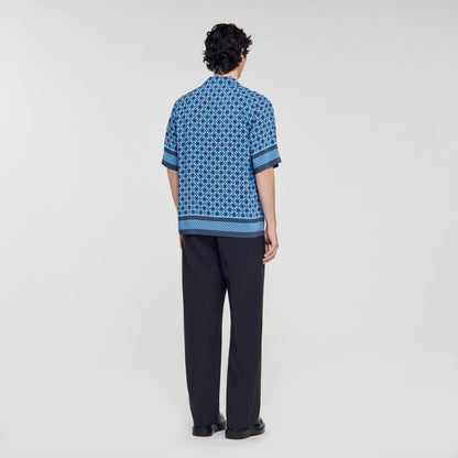 Sandro Square Cross motif flowing shirt Sky Blue