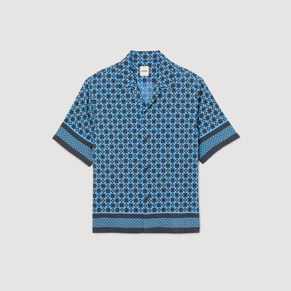Sandro Square Cross motif flowing shirt Sky Blue