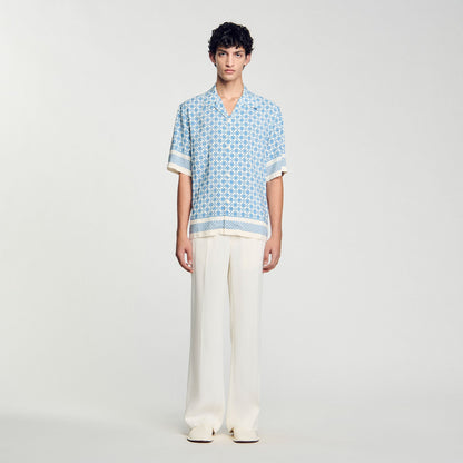 Sandro Square Cross motif flowing shirt Blue Sky