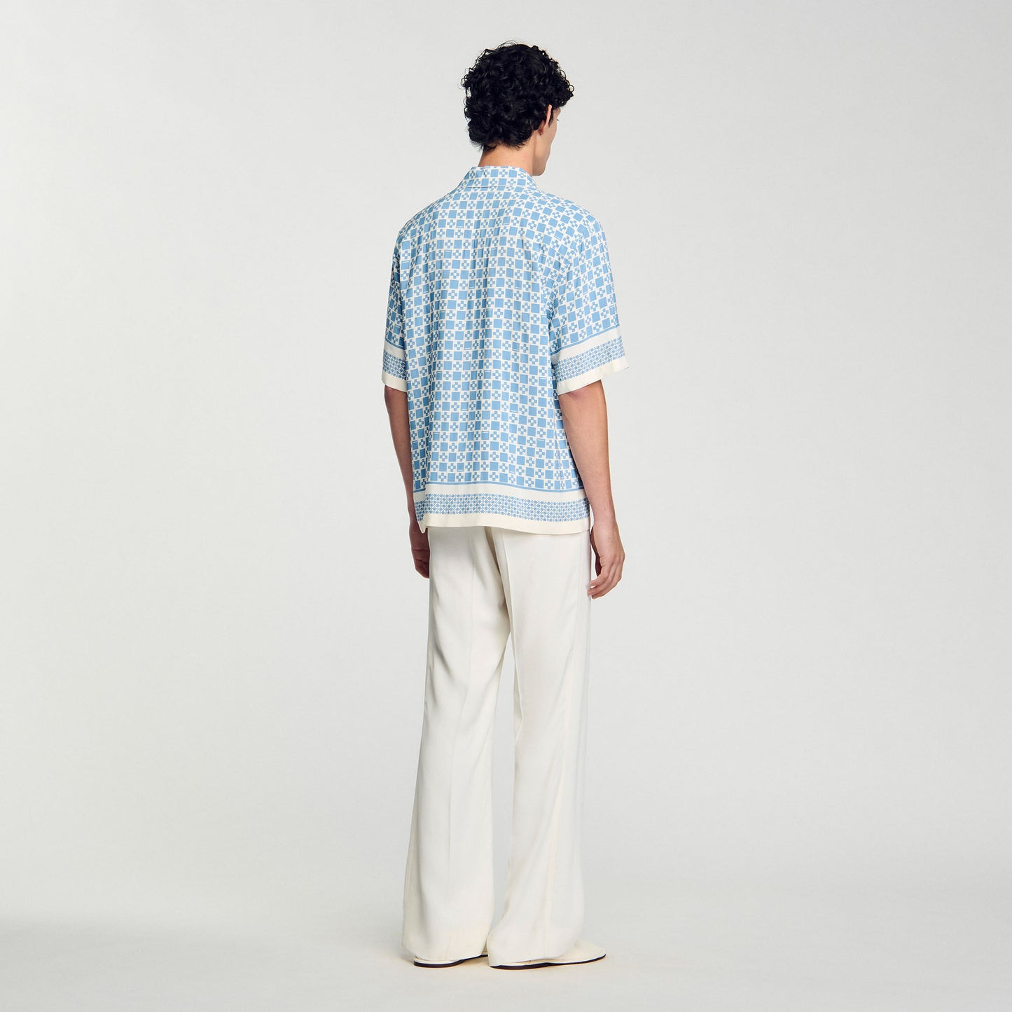 Sandro Square Cross motif flowing shirt Blue Sky