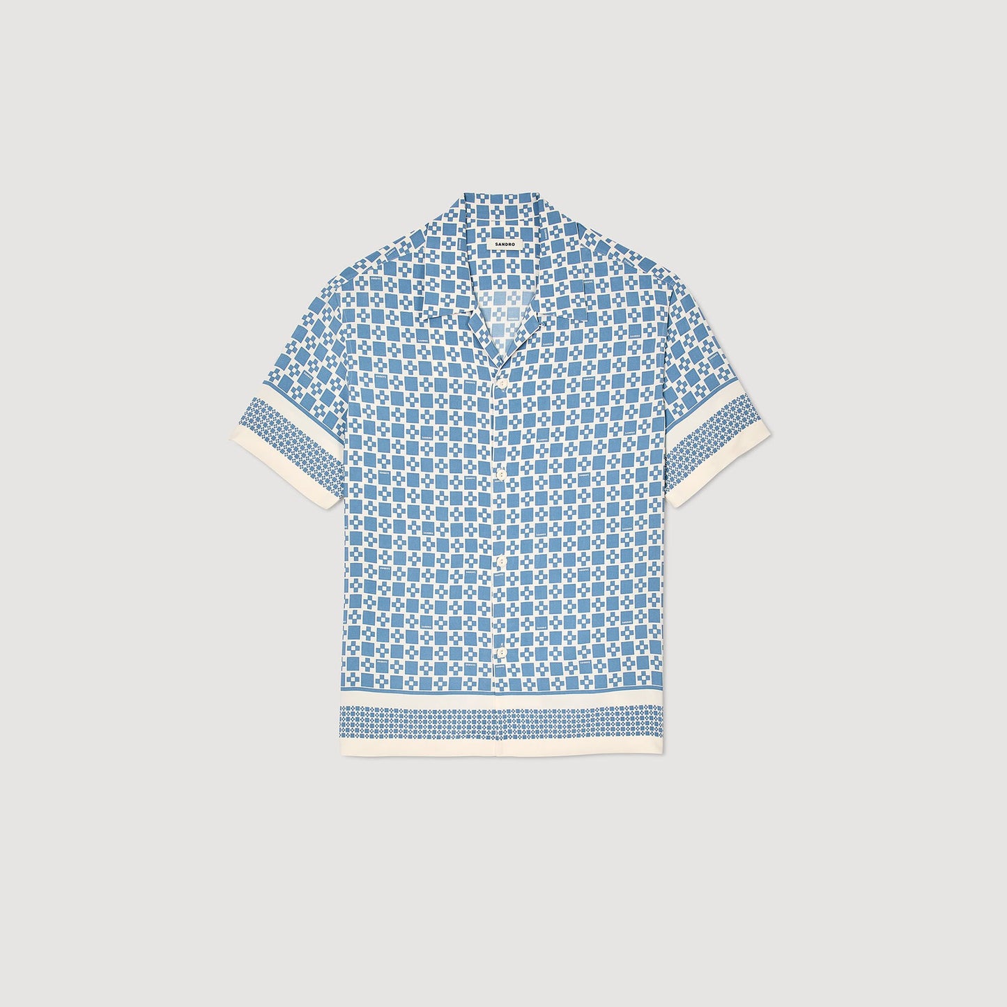Sandro Square Cross motif flowing shirt Blue Sky