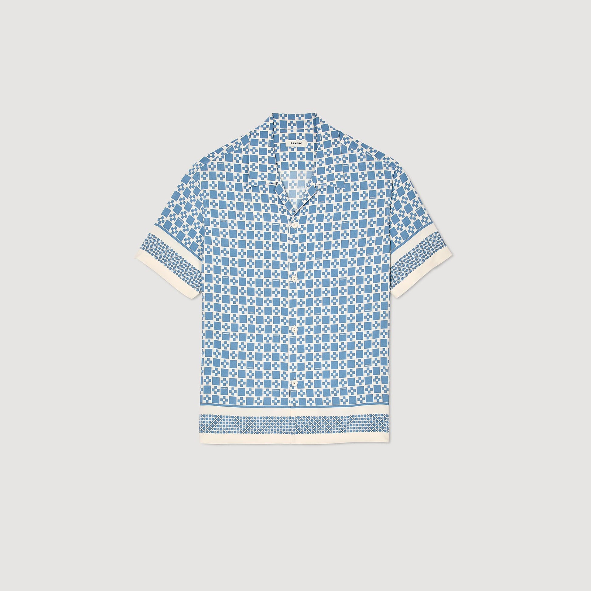 Sandro Square Cross motif flowing shirt Blue Sky