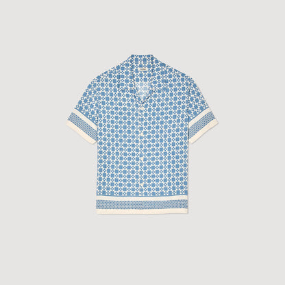 Sandro Square Cross motif flowing shirt Blue Sky