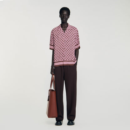 Sandro Square Cross motif flowing shirt Baby Pink