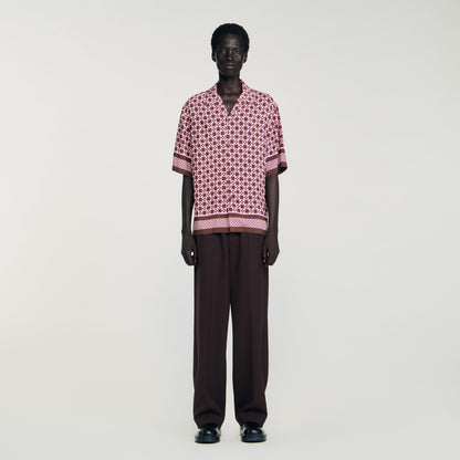 Sandro Square Cross motif flowing shirt Baby Pink