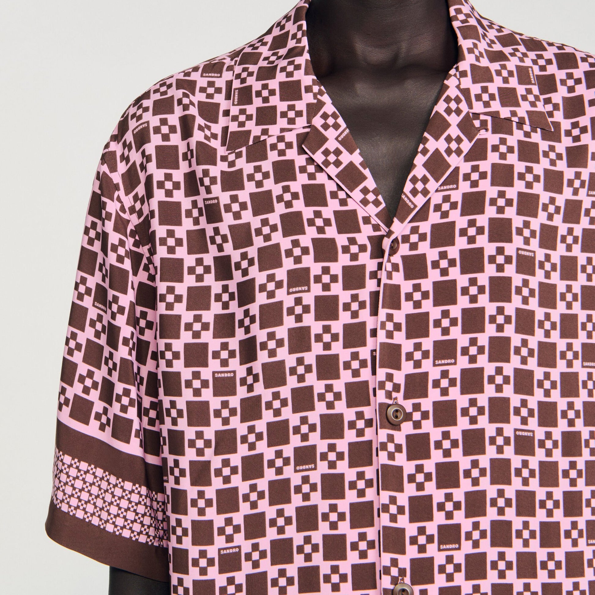 Sandro Square Cross motif flowing shirt Baby Pink