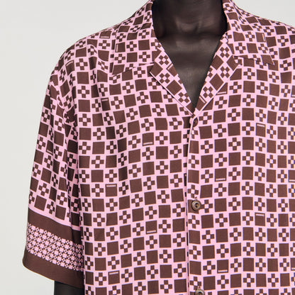 Sandro Square Cross motif flowing shirt Baby Pink