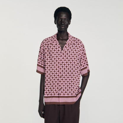Sandro Square Cross motif flowing shirt Baby Pink