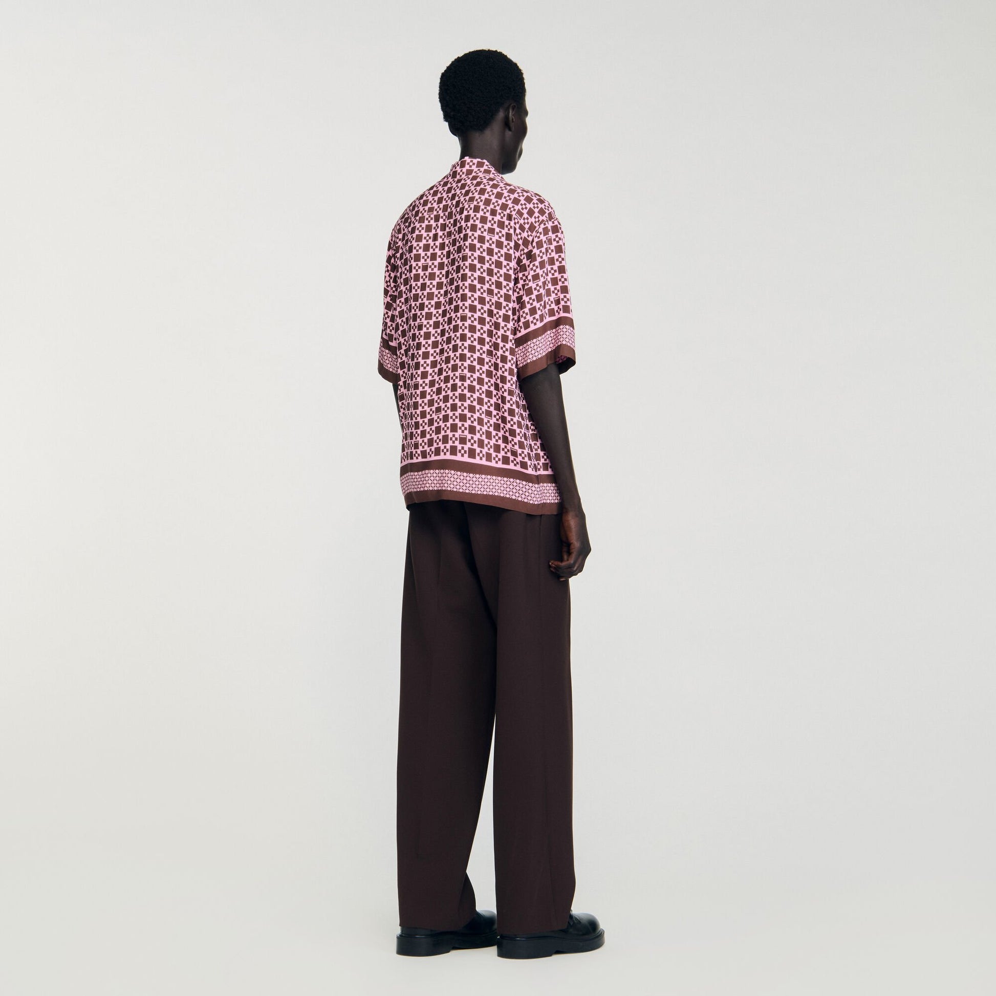 Sandro Square Cross motif flowing shirt Baby Pink