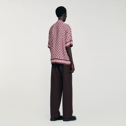 Sandro Square Cross motif flowing shirt Baby Pink