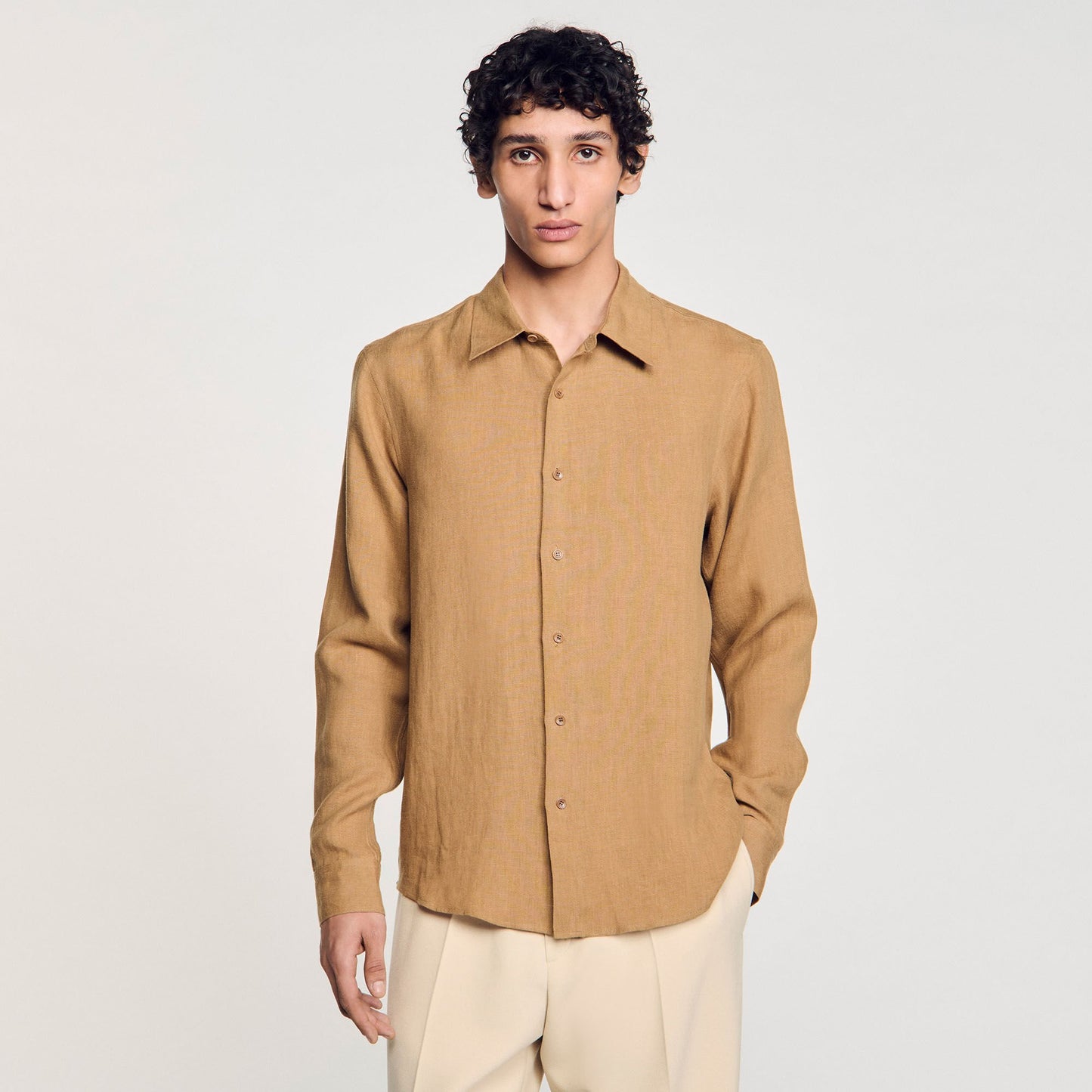 Sandro Linen shirt Dark Sand