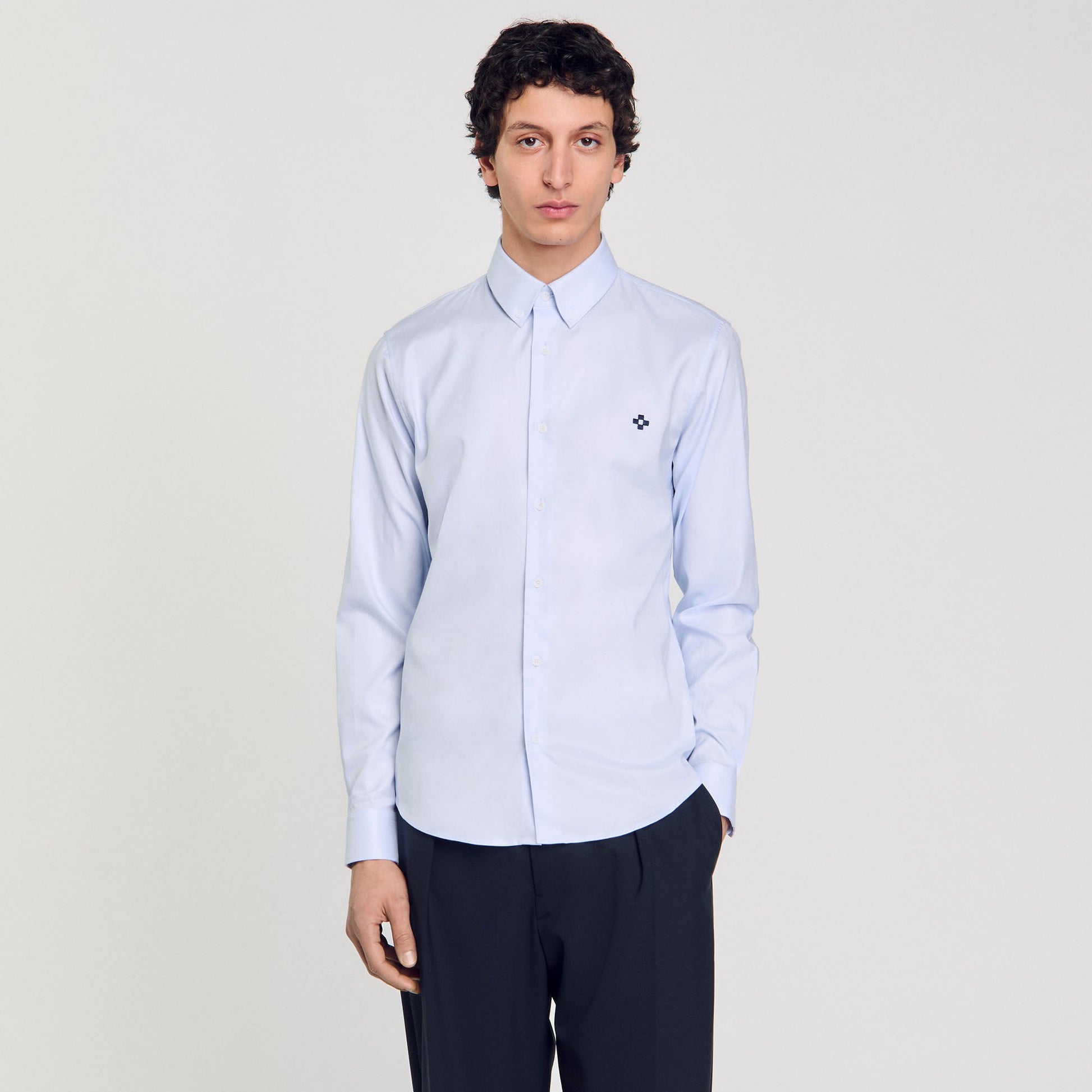 Sandro Cross patch shirt Blue Sky