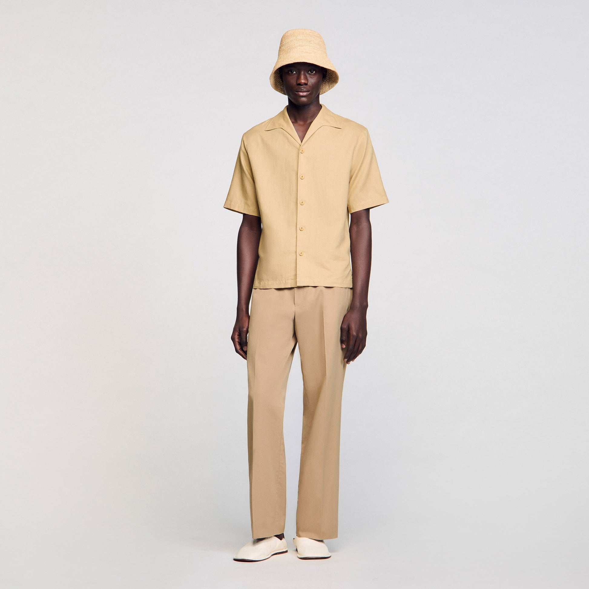 Sandro Cotton and linen shirt Nut