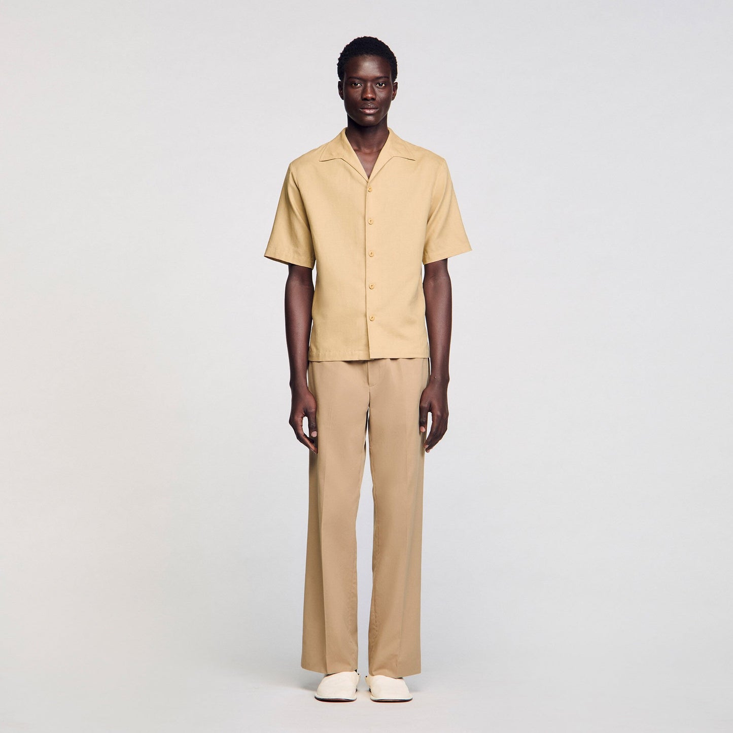 Sandro Cotton and linen shirt Nut